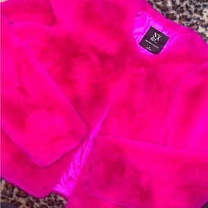 New York Fushia Faux Fur Coat